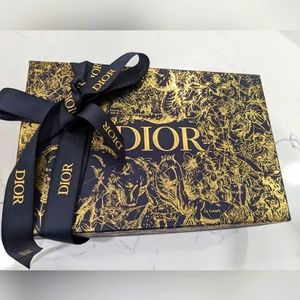 Dior Navy Blue and Gold Box with Ribbon